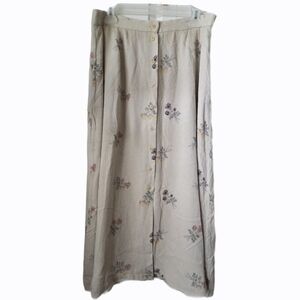 Chaus Natural Garden Floral Button Front Maxi Skirt NWT Size 14